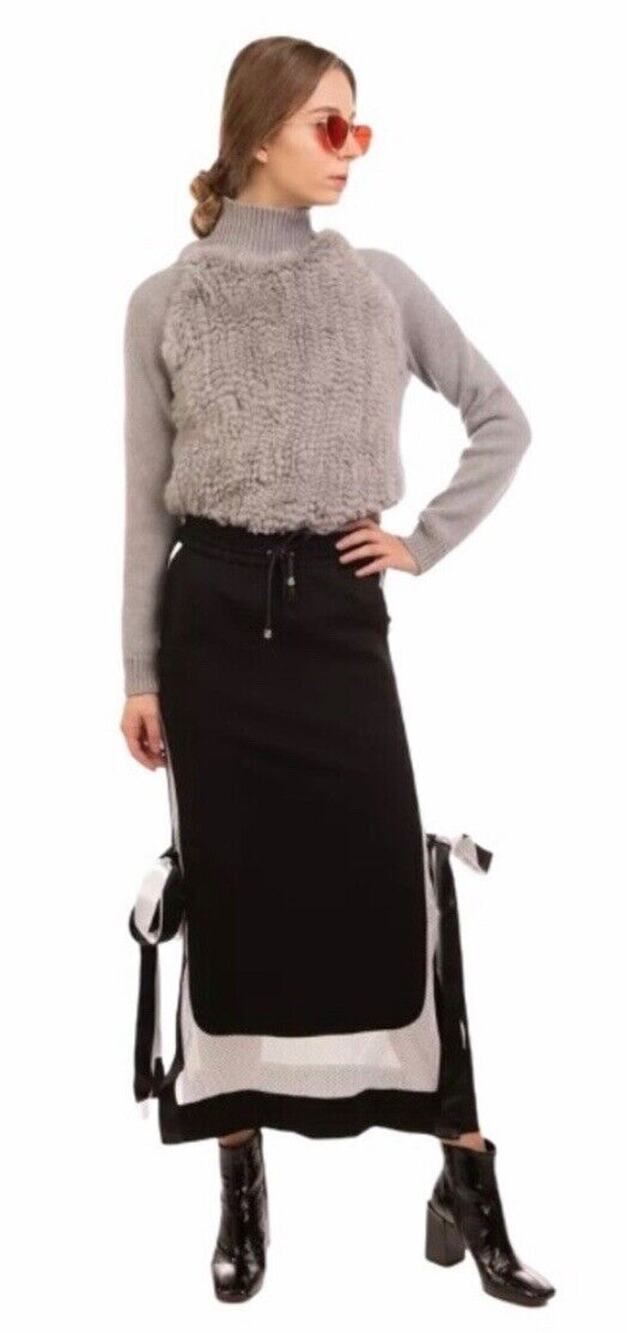Nicopanda Maxi Skirt Womens Small Black White Stretch Sporty Utility Streetwear